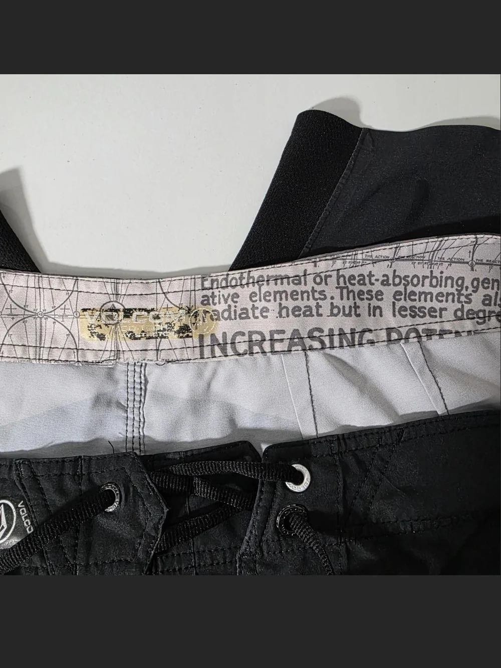 Volcom Black Swim Trunks with Gray Panel Accents